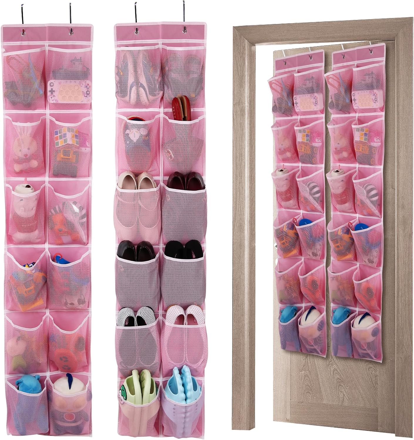 12 2-Pack GOMAJI Over the Door Hanging Shoe Organizer, Large Pockets