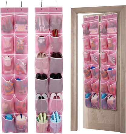 12 2-Pack GOMAJI Over the Door Hanging Shoe Organizer, Large Pockets