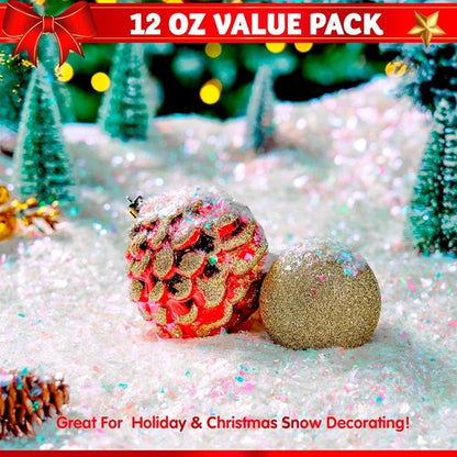 JOYIN 12 OZ Artificial Snowflakes - Sparkling Christmas Tree Decoration & Holiday Craft Supplies