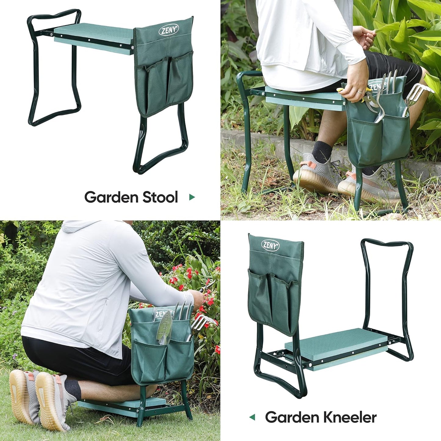 ZENY Folding Garden Kneeler Seat Gardening Workseats Portable Garden Bench Stool with Thicken Foam Kneeling Pad