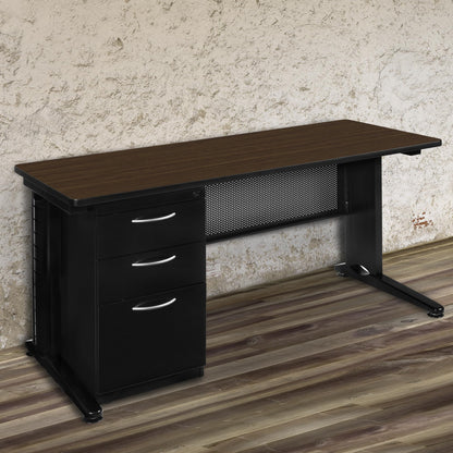 Regency Fusion 66 x 24 Teachers Desk with Single Pedestal Drawer Unit- Neo Walnut
