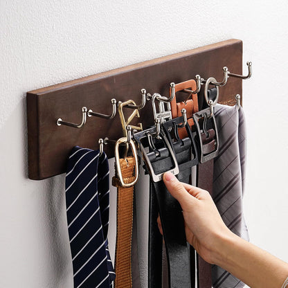 28 Closet, 4.25''Hx16''L Treehouse Belt Organizer Rack, Holds Over Large Belts, Sturdy Metal & Sturdy Wood Storage