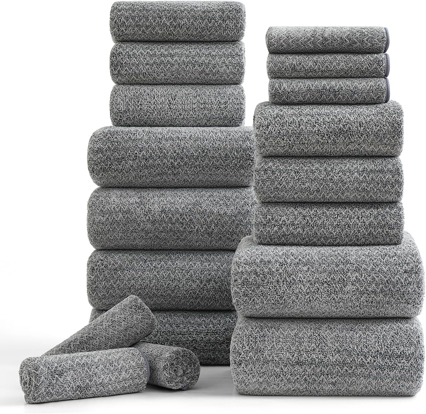 18 Set,100% Loops-6 Towels,6 Towels,6 Ycosy Piece Bath Towels Microfiber Family Bathroom Towel with Hanging Bath Hand