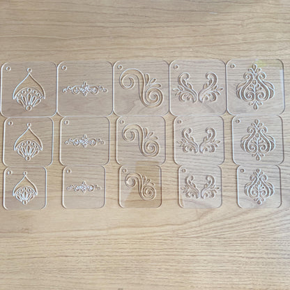 15 Pieces Acrylic Mandala Drawing Stencils, 3 Sizes 2.95/2.56/2.17 Inches with Metal Ring for Dot Art, Painting