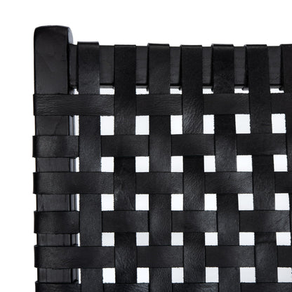 Safavieh Home Luna Black and Black Leather Woven Accent Chair