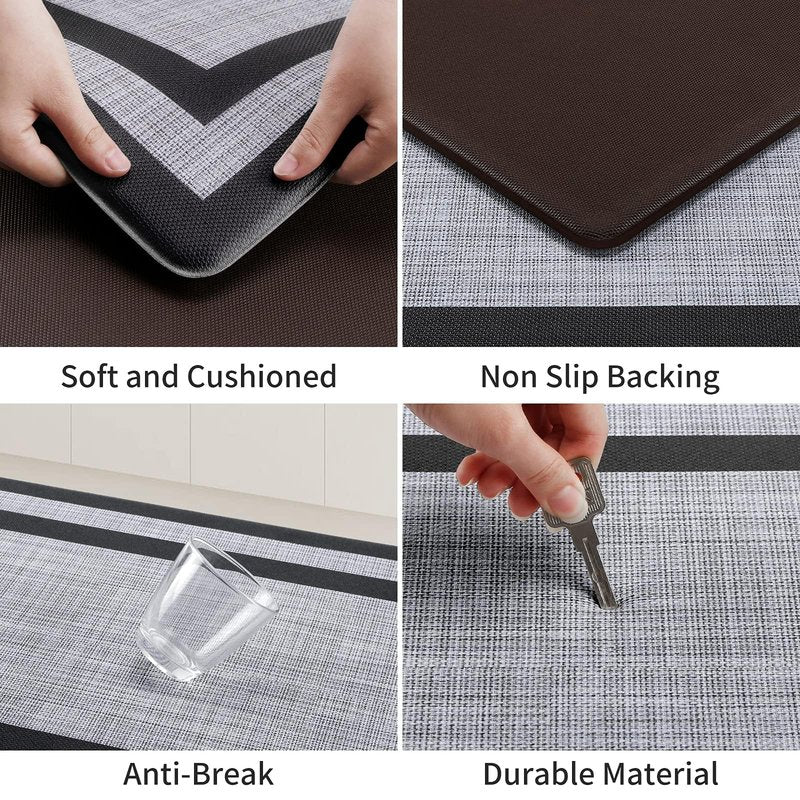 Mattitude Kitchen Mats Set of 2 Cushioned Rugs Anti-Fatigue Mats for Kitchen Floor,Waterproof Non-Slip Mats and Rugs Set for Office,Floor,Laundry 17.3"×29"+17.3"×59",Black
