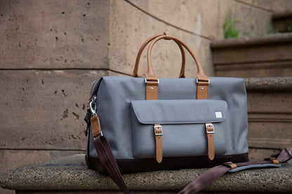 Moshi Vacanza Weekend Travel Bag, Duffle Canvas Luggage, Weather-Resistant Handbag- Gray