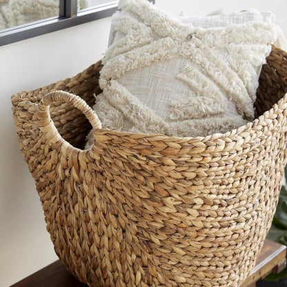 Deco 79 Seagrass Storage Basket - Large Woven Organizer with Ring Handles | 20" x 18" x 19", Brown