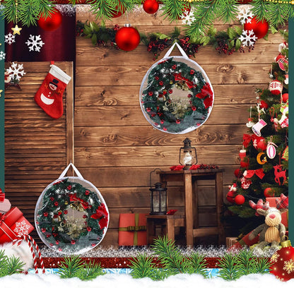 Shappy Clear Christmas Wreath Storage Container - 24 Inch Wreath Bag with Dual Zippers & Reinforced Handles
