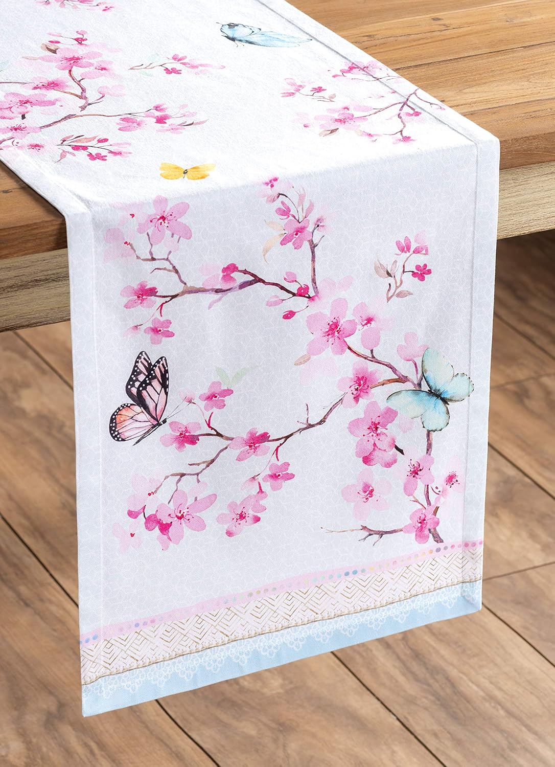 Maison d' Hermine 100% Cotton Table Runner, 72 inches Long, Decorative for Home Kitchen Dining Party Wedding (Blossoms