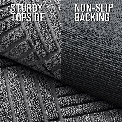 OLANLY Front Door Mat Outside Entrance 71x47, Absorbent, Heavy Duty Sturdy Natural Rubber Doormat Indoor Outdoor, Stain and Fade Resistant, Non-Slip Low Profile Floor Mat for Entryway, Grey Diamond