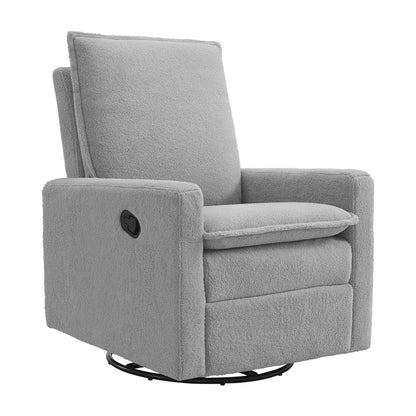 Oxford Baby Uptown Upholstered Glider Recliner Rocking Chair 360° Swivel for Nursery and Living Room - Boucle Koala Gray