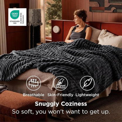 Bedsure GentleSoft California King Blanket - Cozy Grey Throw for Bed, 102x96 Inches