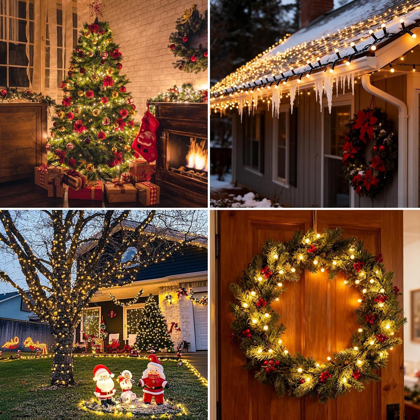 16Ft 100LEDs 8 Christmas Lights Battery-Powered,Mimi Globe Lights Modes,Indoor Outdoor Cluster String Lights