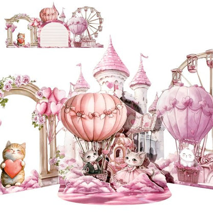 Coralogo Pink Cats Pop up Wedding Card - Cute Funny 3D Wedding Congratulations Card, Romantic Cat Newly Wed Gifts for Newlywed Couple Girlfriend Wife in Anniversary Valentine’s Day All Occasion