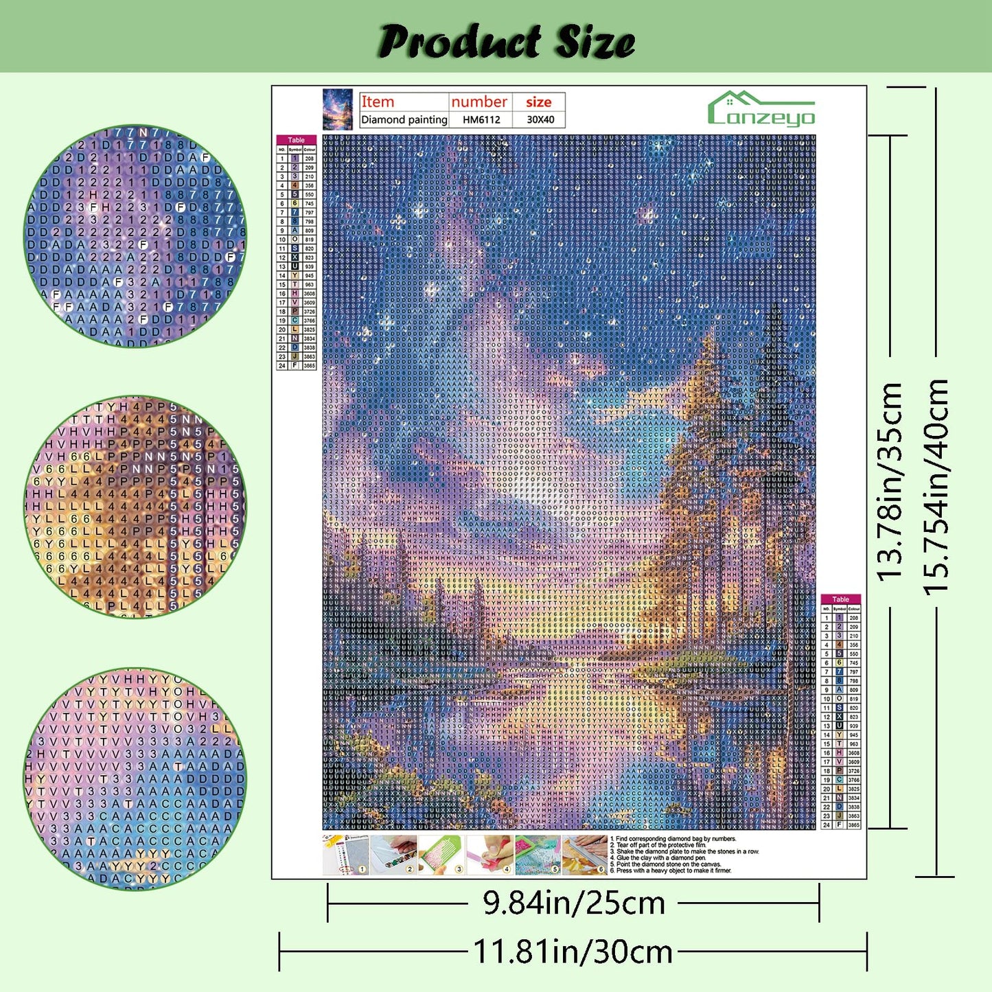 Lanzeyo Diamond Painting Kits for Adults Hand Crafts Diamond Art Kits for Beginners Starry Night Landscape Diamond Painting Diamond Dots Kits Gem Art Adult Crafts 4PCA Wall Art (StarryNight)