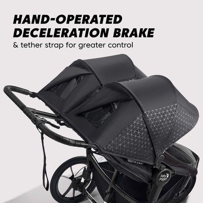 Baby Jogger® Summit X3 Double Jogging Stroller, Side by Side Double Stroller with Smooth Ride for Walking/Jogging, Compact Fold, All-Terrain Air Filled Tires, and All-Wheel Suspension, Midnight Black