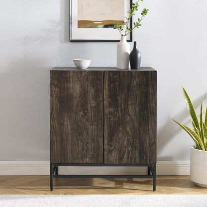 Crosley Furniture Jacobsen Bar Cabinet with Storage Shelves and Wine Rack, Brown Ash/Matte Black