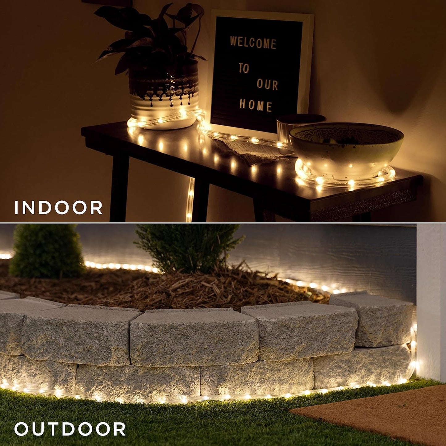 16ft 3000K, 54503 UltraPro LED Rope Lights, Classic Clear Rope, Warm White Light Indoor/Outdoor, Flexible, Linkable