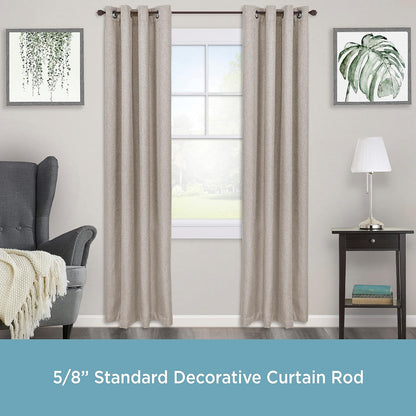 Kenney Beckett Soft Square End Decorative Window Curtain Rod - 28-48" Adjustable Length, Weathered Brown, 1-Pack