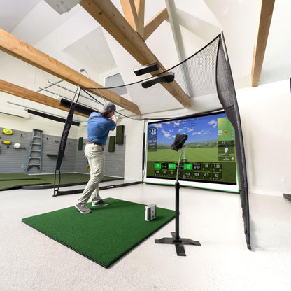 The Indoor Golf Shop - Golf Net 10' x 8' with Impact Screen Knotless Golf Hitting Net with Simulator Screen for Indoor and Outdoor Practice - Arrives Ready to Assemble and Use