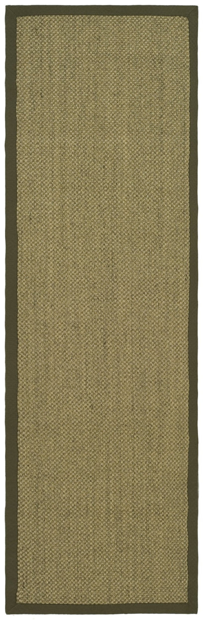 SAFAVIEH Area Rug 8' Square - Natural Fiber Collection - Natural & Green, Sisal, Woven Design with Border (NF443C)