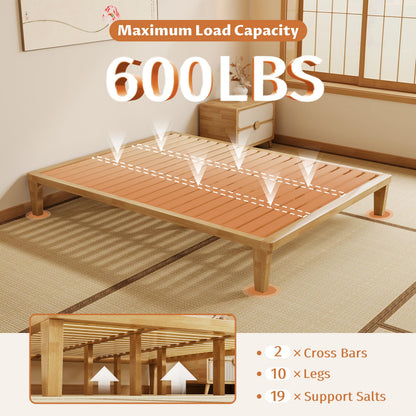 IOTXY Queen Platform Bed Frame - 12 Inch Solid Wood Mattress Foundation Base with Heavy-Duty Support Slats & Legs, Rubberwood Queen-Size Bedframe