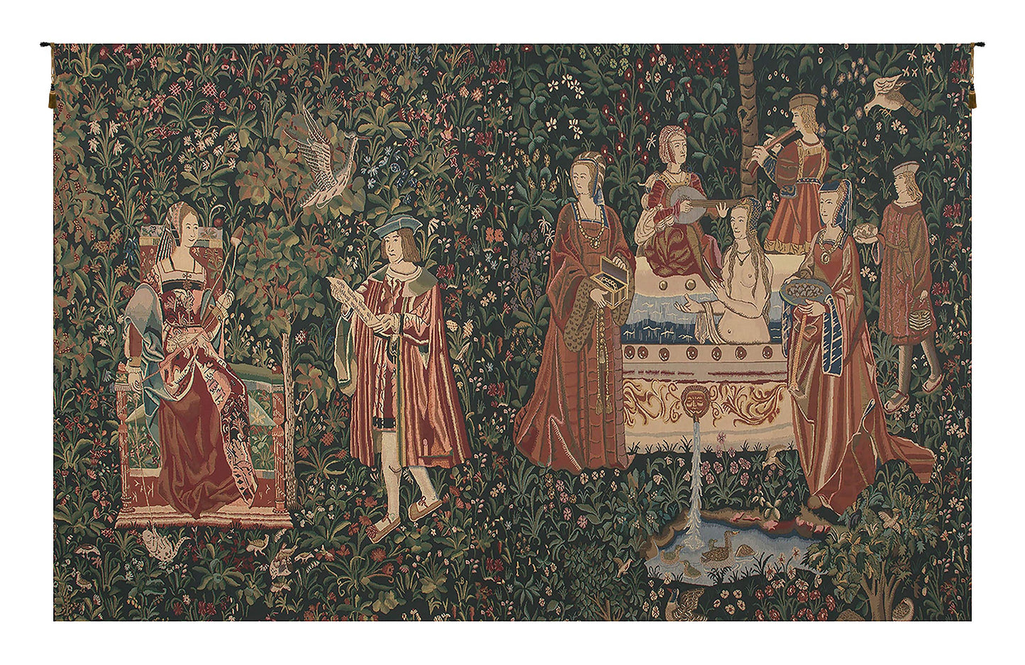 C Charlotte Home Furnishings Inc Bath and Reading in the Garden Belgian Tapestry Wall Hanging | Viscose Cotton and Polyester Blend Wall Art | 69 in. x 112 in | Home Decor Accents