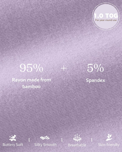 Rayon Made from Bamboo Baby Sleep Sack - Soft 1.0 Tog Wearable Blanket for Infants | 6-12 Months, 2-Pack, Purple Butterfly