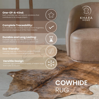 Khara Home Premium 100% Genuine Cowhide Rug Large 5x7 Ft Leather Area Rug for Living Room, Cozy, Unique, and Durable, Western Home Decor – from Argentina (Black & White, 5 x 7)