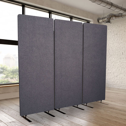 Stand Up Desk Store ReFocus Freestanding Noise Reducing Acoustic Room Wall Divider Office Partition (Ash Grey, 72" x 66", Zippered 3-Pack)