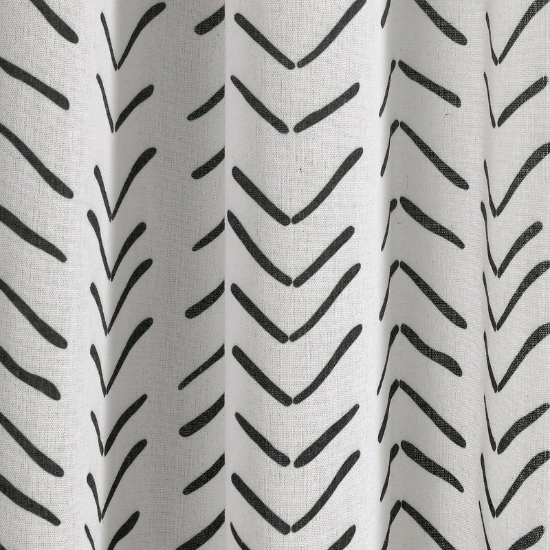 Lush Decor Hygge Modern Arrow Linen Look Shower Curtain, 72" X 72", Black & White