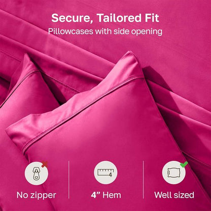 California Design Den King Size Pillowcases - Set of 2, 400 Thread Count, Soft 100% Cotton, Hot Pink