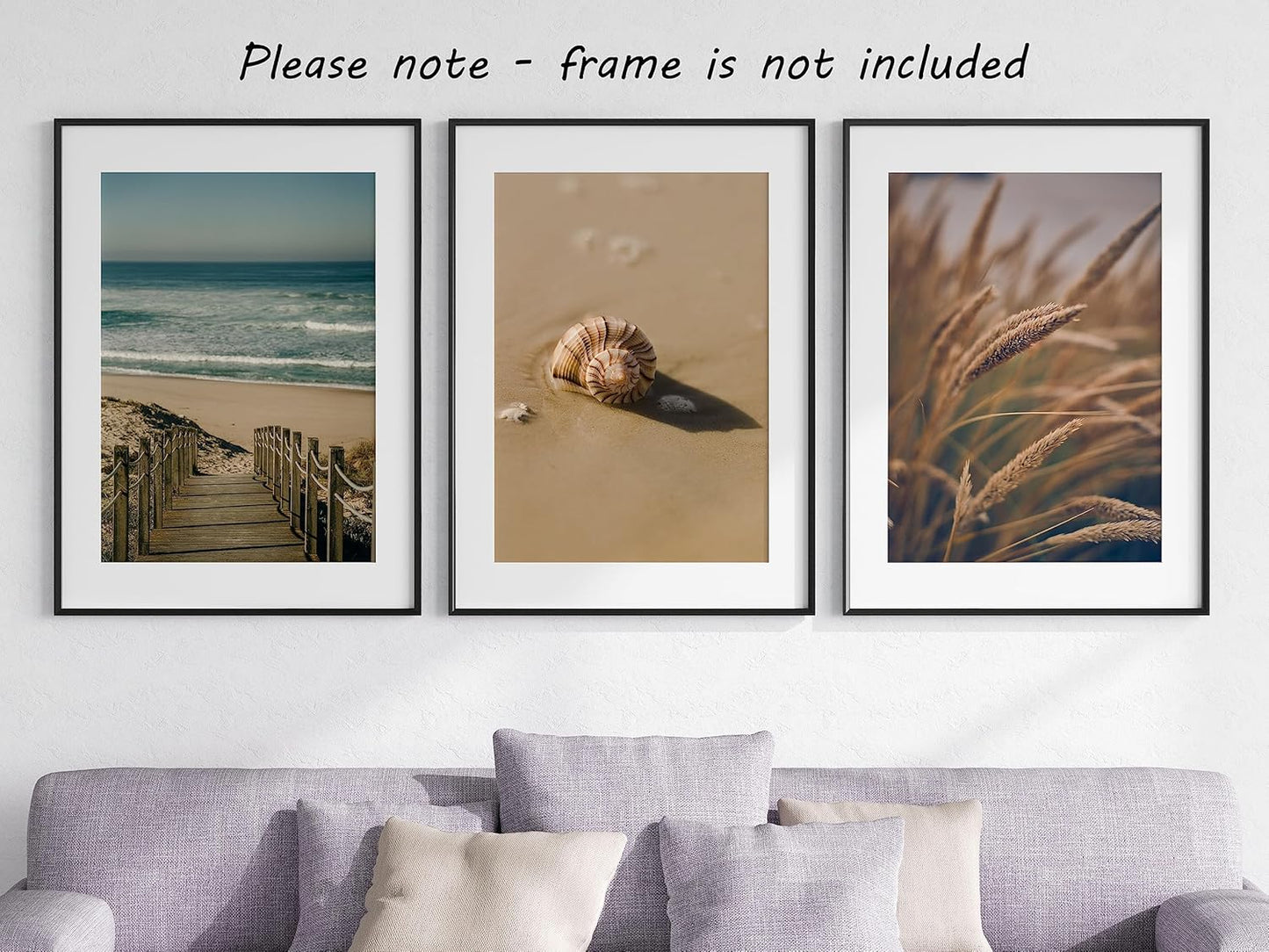 Sandy Beach Landscape Set of 3 Unframed Wall Prints, Coastal Ocean Waves and Beach Path Posters for Home Decor (8x10)