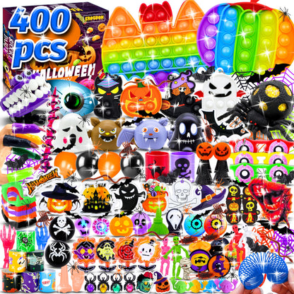 Olganicor 400PCS Halloween Party Favors for Kids, Halloween Treat Bag Fillers, Bulk Toys, Treasure Box Toys, Goodie Bag Stuffers, Carnival Prize Toy Classroom Reward