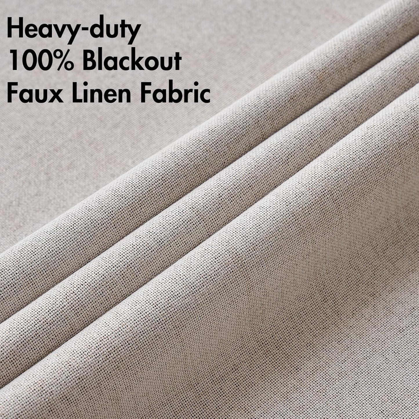 MIULEE Blackout Linen Textured Curtains - Thermal Insulated Ivory Drapes for Bedroom | 42 x 84 Inch (2 Panels)