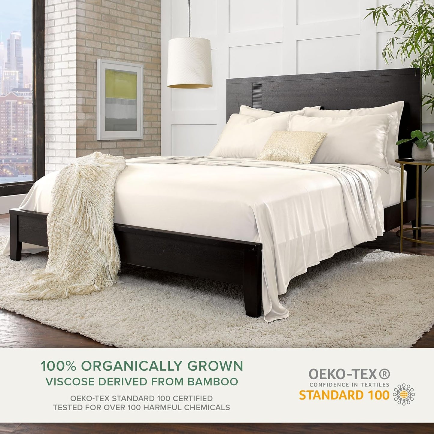 Pure Bamboo Twin Sheets - Luxuriously Soft 100% Organic Viscose Bed Sheet Set | Cooling Ivory Color, Double Stitching