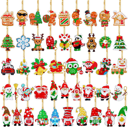 Tudomro 45 Pieces Christmas Diamond Painting Keychains Diamond Art Ornaments Key Chain Resin DIY Diamond Painting Key Ring Rhinestone Pendant Ornament Hanging Ornaments for Xmas Tree Decorations
