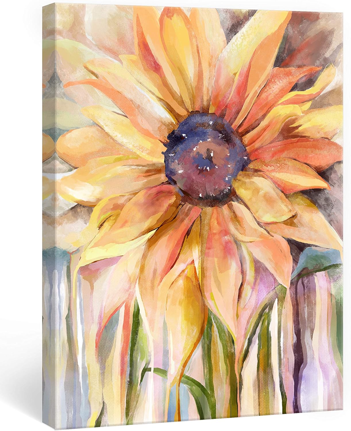 Maxpeuvon Sunflower Wall Art, Yellow Flower Painting Prints for Bathroom, Living Room, Bedroom, Ready to Hang 12x16