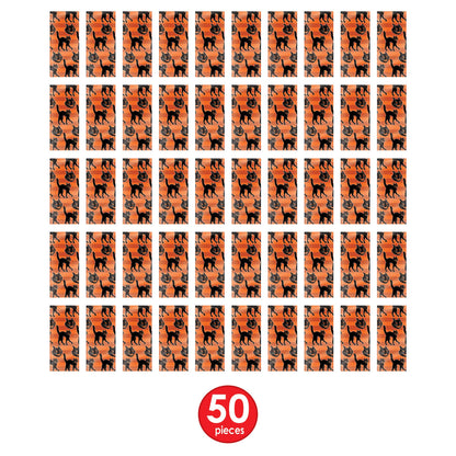 Beistle 50 Piece Vintage Halloween Plastic Cellophane Treat Bags For Cookies, Candies, And Party Favors, Includes Twist Ties