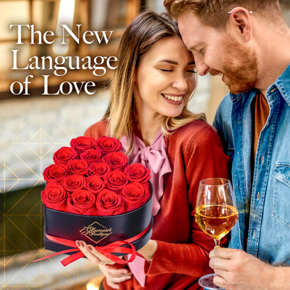 GLAMOUR BOUTIQUE 16 Flower Forever Heart Shape Box, Mothers Day Gift For Mom, Eternal Preserved Roses Gift for Her, Flowers bouquet, For Birthday, Anniversary, Girlfriend - Red