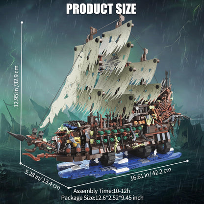 TYCOLE Pirate Ship Building Sets with Lights, MOC Flying Dutchman Model Toy Boat, Ghost Ship Building Blocks Sets, Great for Adults and Teens as a Birthday or Party Gifts(2159Pieces)