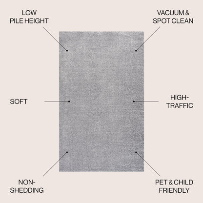 JONATHAN Y Haze Solid Low-Pile Gray Indoor Area Rug 10x14, Coastal,Bohemian,Minimalist,Classic, Easy-Cleaning for Living Room,Bedroom,Kitchen,Pet Friendly,Non-Shedding (SEU100A-14)