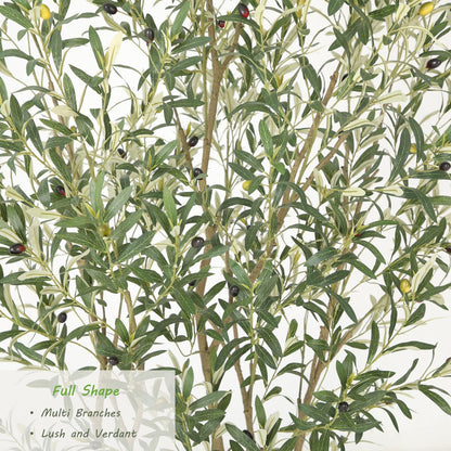 Nafresh 8FT Large Faux Olive Tree with 18.4''Wx16.5''H White Planter & Warm White Spotlight, Olive Trees Artificial Indoor with Multi Branches, Fake Olive Tree for Indoor Outdoor Home Office Decor