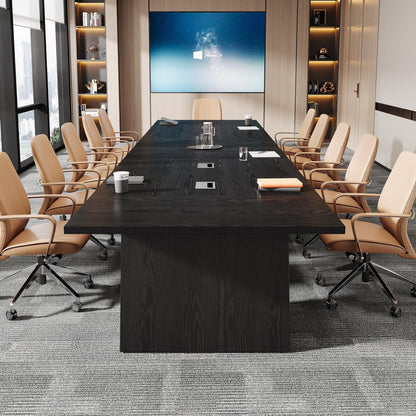 Tribesigns 8ft Conference Table, Large Meeting Table for 8-10 People, Business Seminar Furniture for Office Conference Room (1, Black)
