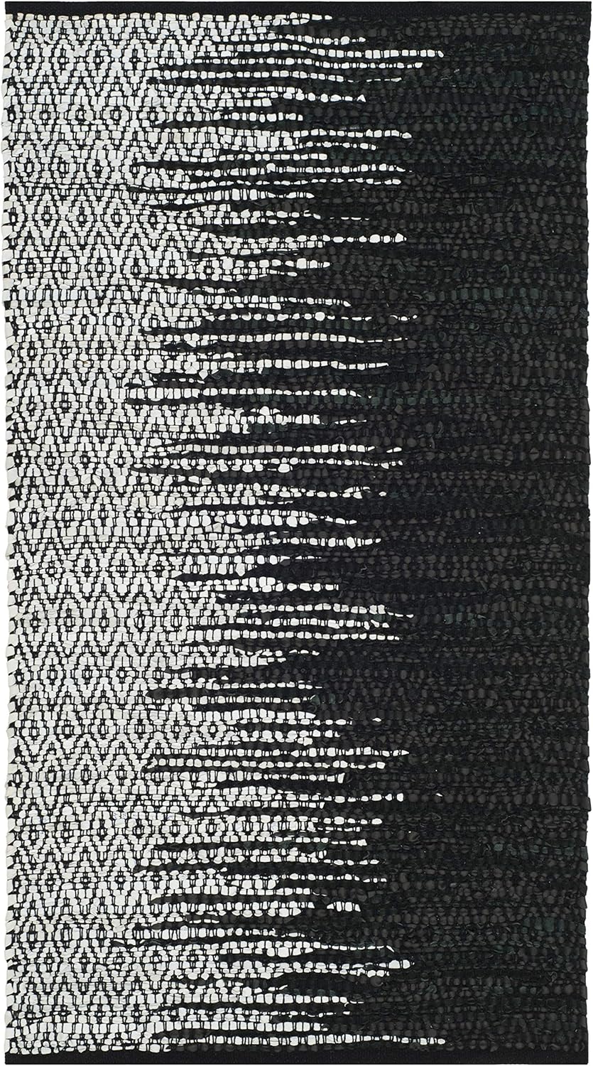 SAFAVIEH Vintage Leather Collection Accent Rug - 2' x 3', Light Grey & Black, Handmade Modern Leather