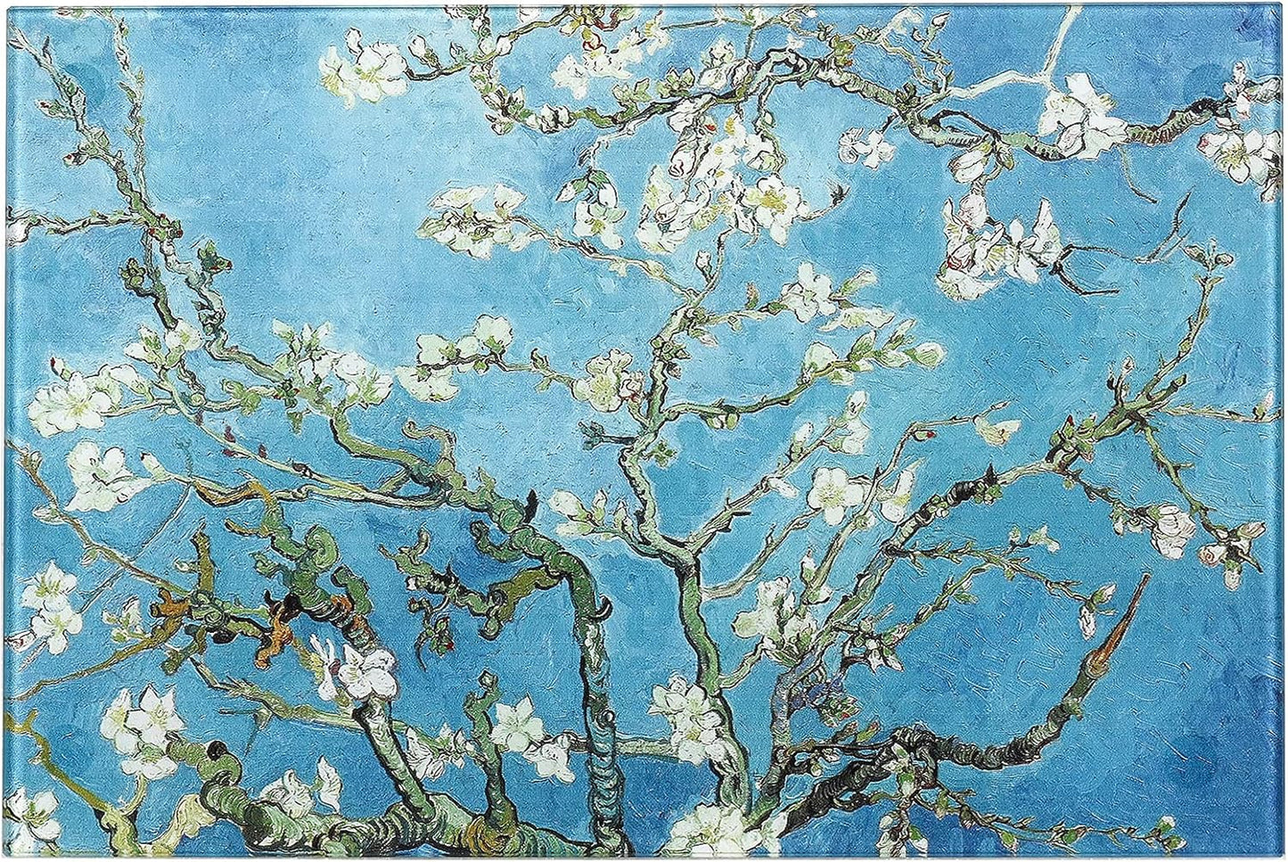 Van Gogh Design Tempered Glass Cutting Board for Kitchen, Small Heat Resistant (8x12 inches)