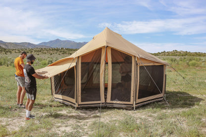 WHITEDUCK Altimus Canvas Tent with Stove Jack, Waterproof, 4 Season Luxury Camping and Glamping Tent Outdoor (Sandstone Beige, Water Repellent, 14')