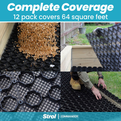 Strol PebbleLock Interlocking Permeable Paver Grid - Heavy-Duty Plastic Gravel Stabilizer Panels for Driveways, Parking Pads, Outdoor Flooring, Landscape Edging, Mud Control - 12-Pack (64 sq ft)