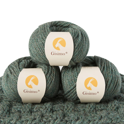 Gisimo 100% Merino Wool Yarn, 3-Ply Luxurious and Soft Yarn for Hand Knitting & Crocheting (Evergreen, 3Balls)